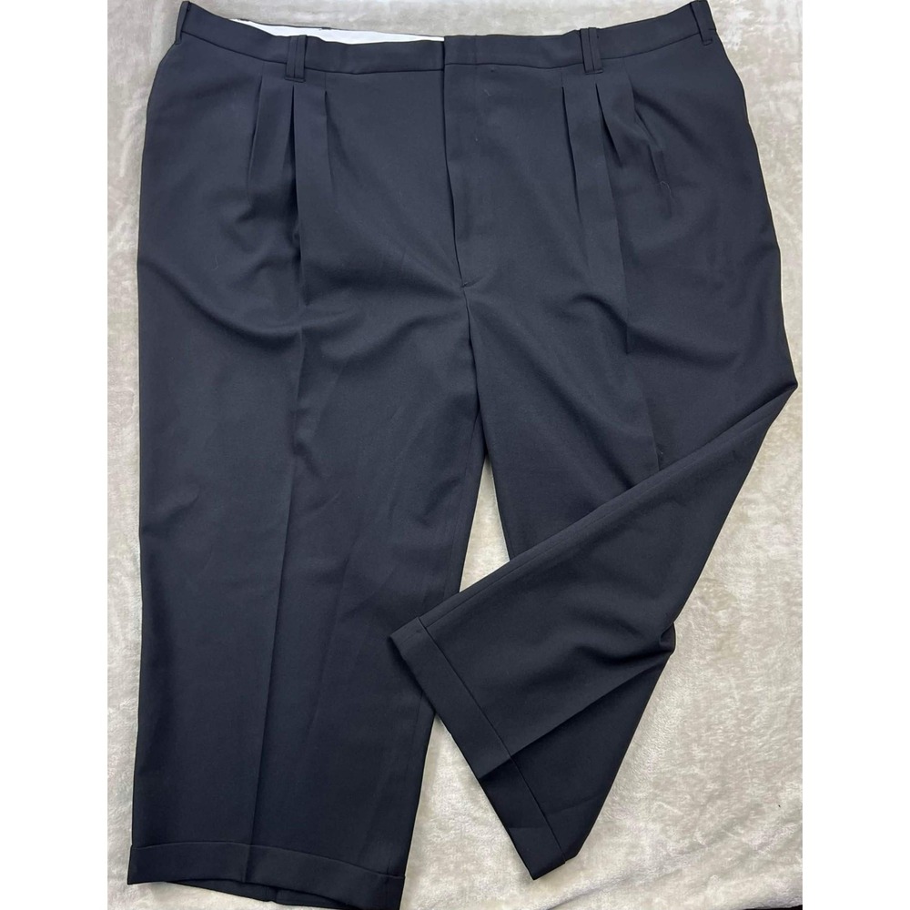 Smokey Joe's Mens Black Pleated Cuffed Dress Pants Slacks 54x32 (Measures 54x28)